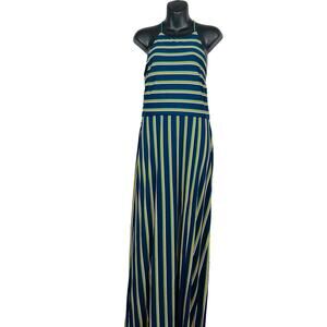 NEW! A Byer Striped Strappy Maxi Dress Casual Knit Halter - XL
